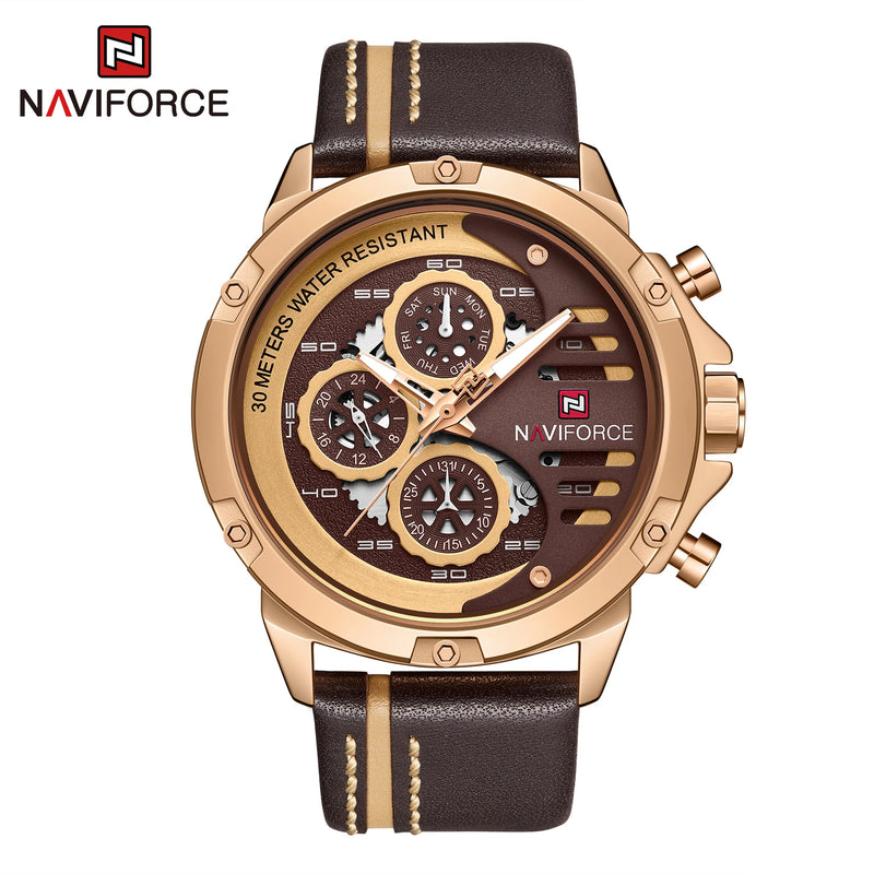 RELÓGIO MASCULINO NAVI FORCE COM PULSEIRA EM COURO