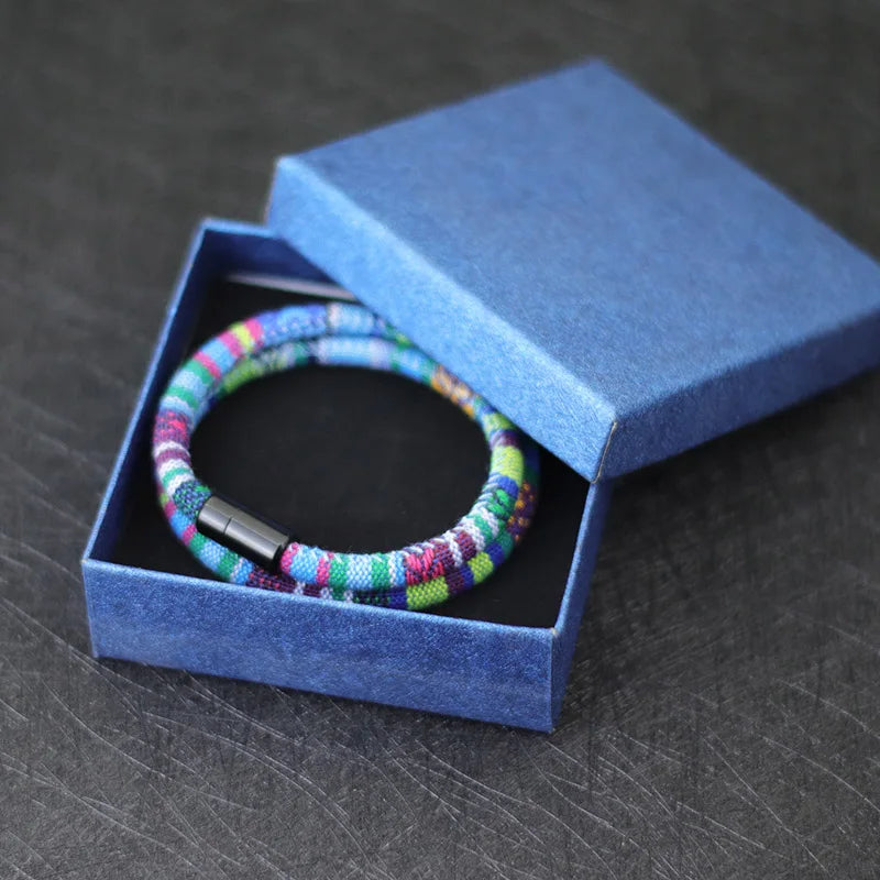 Pulseira de corda boêmia masculina