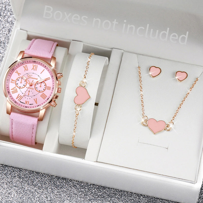 Relógio de pulso analógico feminino com pulseira de couro