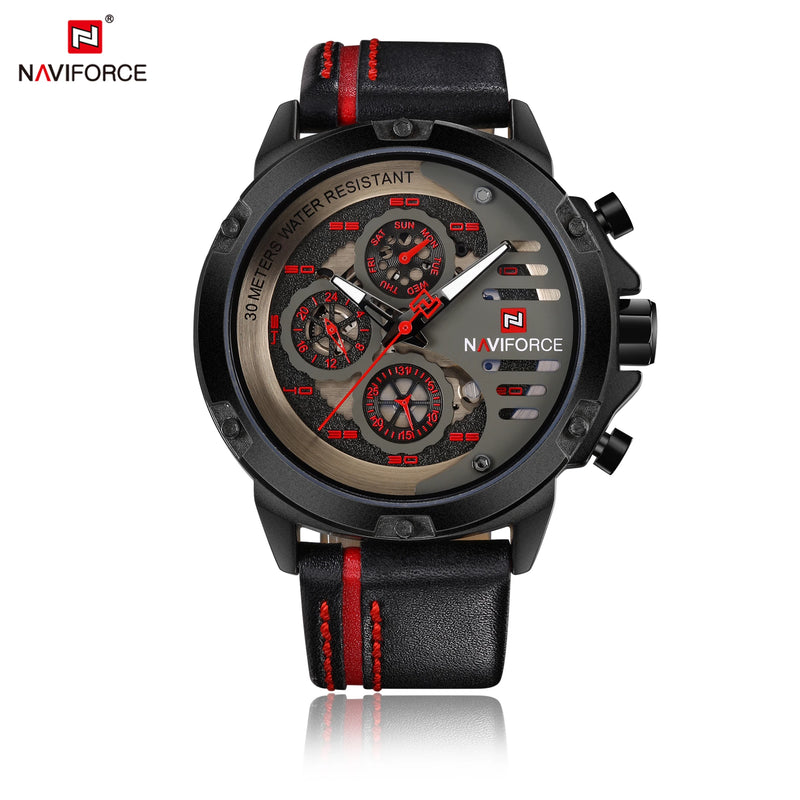 RELÓGIO MASCULINO NAVI FORCE COM PULSEIRA EM COURO