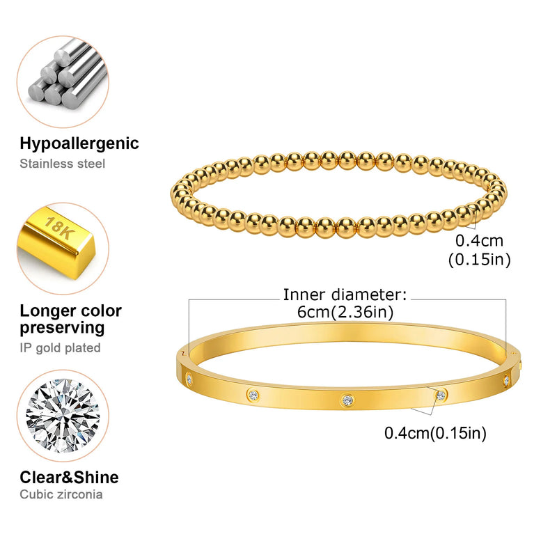 Conjunto de pulseiras femininas Vnox de 2 a 8 mm