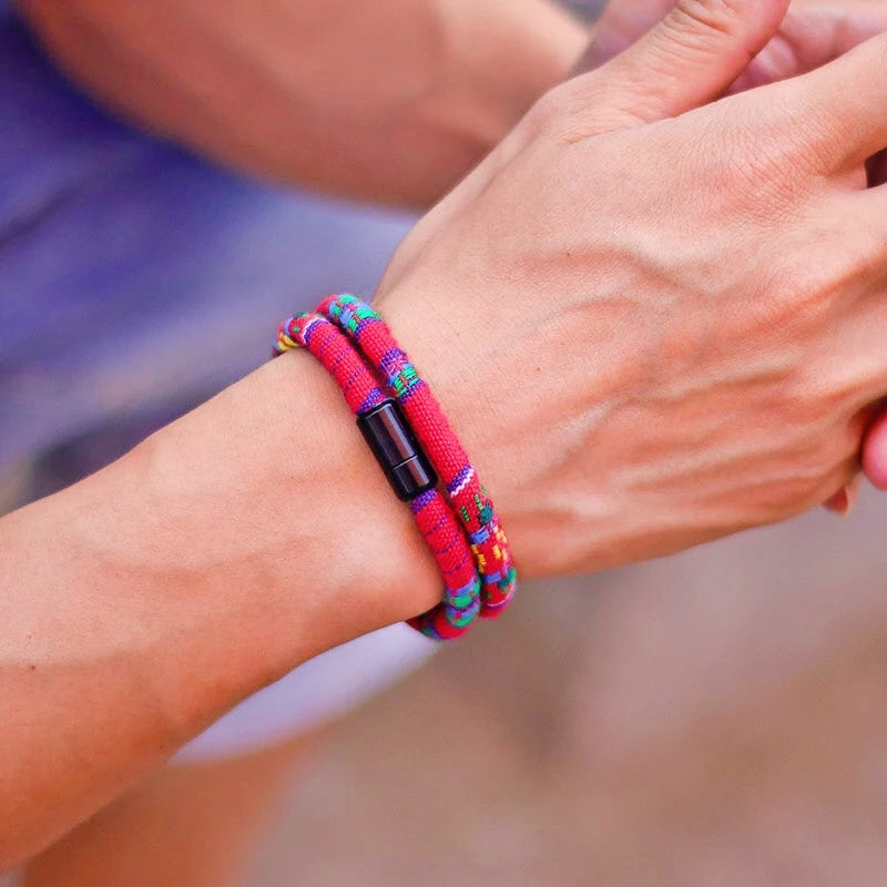Pulseira de corda boêmia masculina