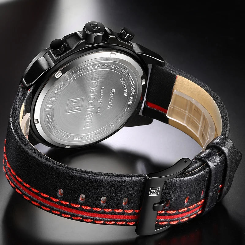 RELÓGIO MASCULINO NAVI FORCE COM PULSEIRA EM COURO