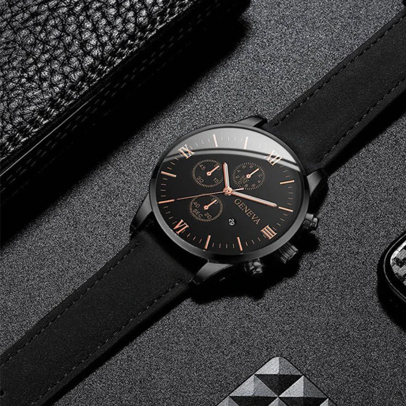 1PC Relógio Masculino Casual Pulseira de Couro