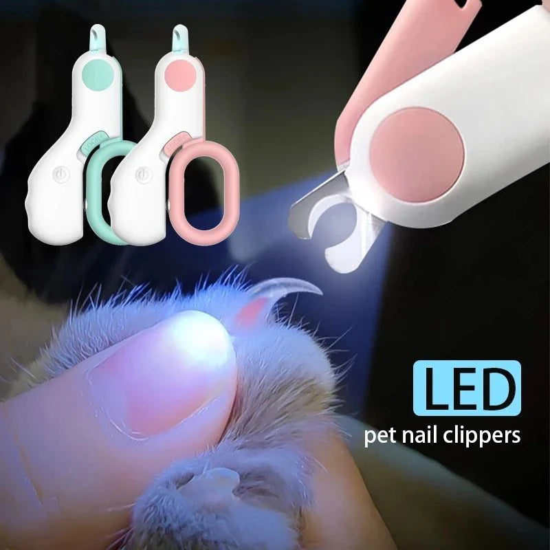 Cortador de unhas profissional com luz LED dourada para cães e gatos