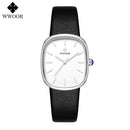 Relógio feminino pulseira em couro minimalista elegante
