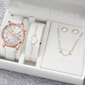 Relógio de pulso analógico feminino com pulseira de couro