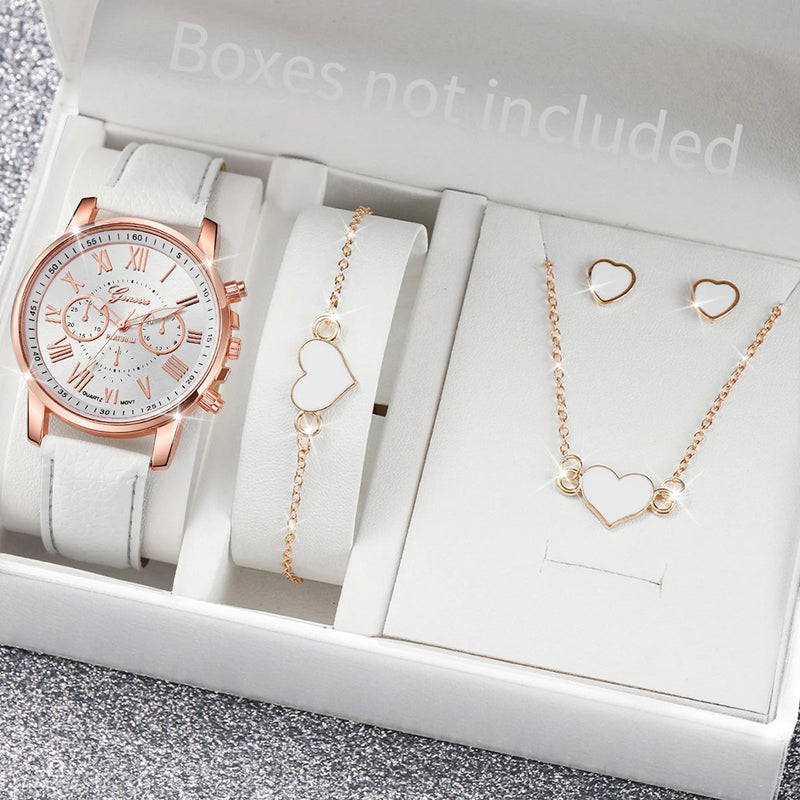 Relógio de pulso analógico feminino com pulseira de couro