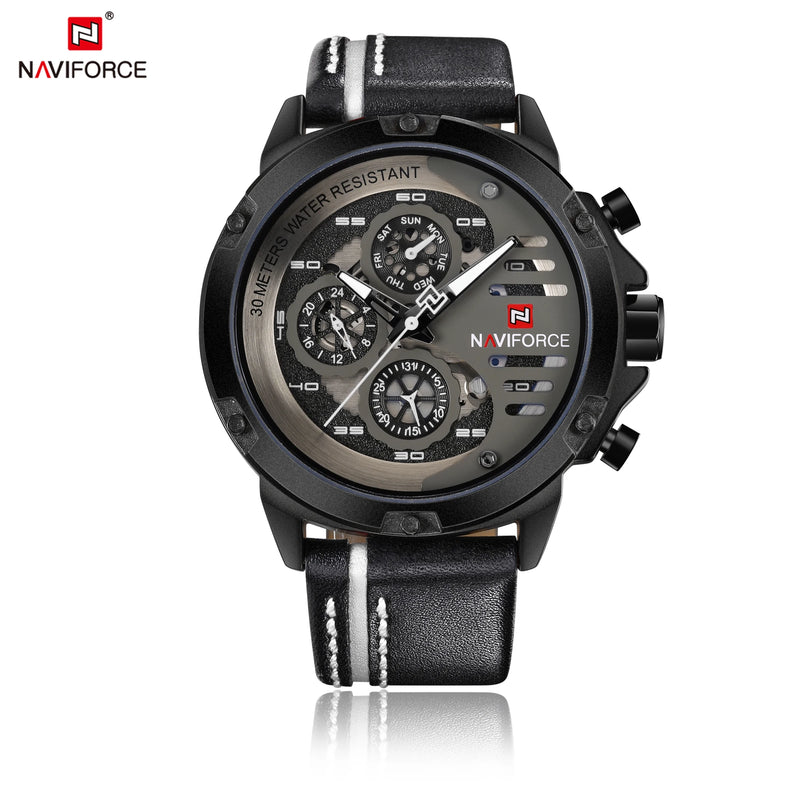 RELÓGIO MASCULINO NAVI FORCE COM PULSEIRA EM COURO