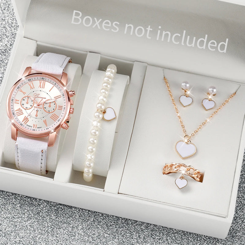 Relógio de pulso analógico feminino com pulseira de couro
