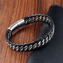 Pulseiras masculinas de couro preto