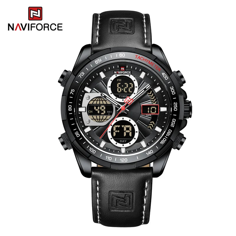 RELÓGIO MASCULINO NAVI FORCE DIGITAL COM PULSEIRA EM COURO