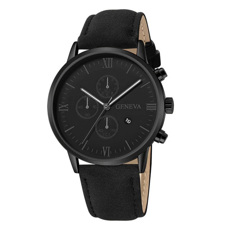 1PC Relógio Masculino Casual Pulseira de Couro