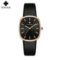 Relógio feminino pulseira em couro minimalista elegante