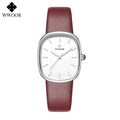 Relógio feminino pulseira em couro minimalista elegante