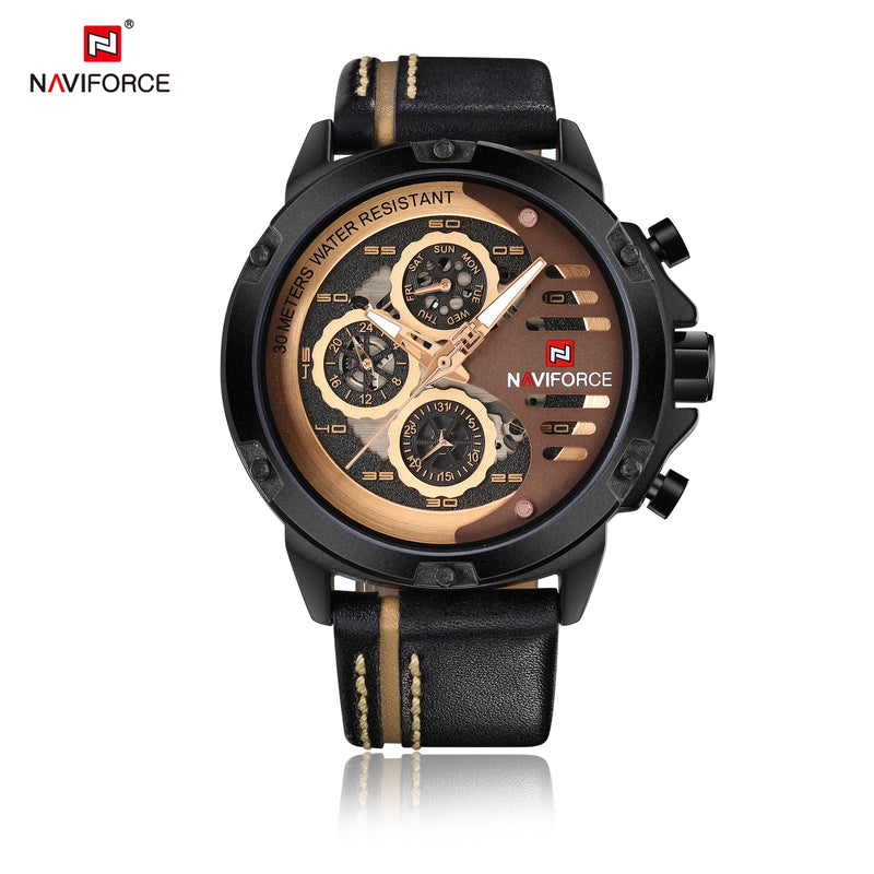 RELÓGIO MASCULINO NAVI FORCE COM PULSEIRA EM COURO