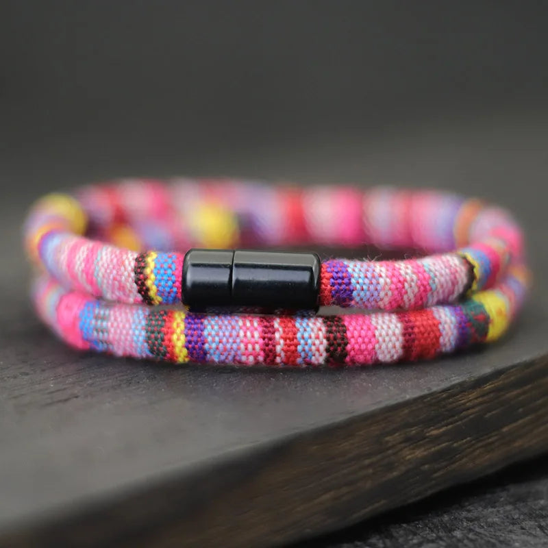 Pulseira de corda boêmia masculina