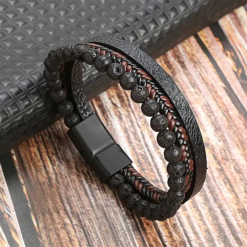 Pulseira de couro de alta qualidade masculina clássica da moda