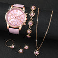 Relógio de pulso analógico feminino com pulseira de couro