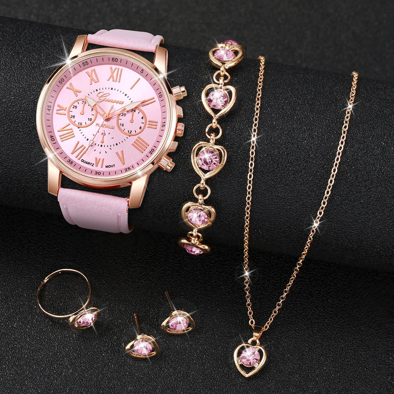 Relógio de pulso analógico feminino com pulseira de couro