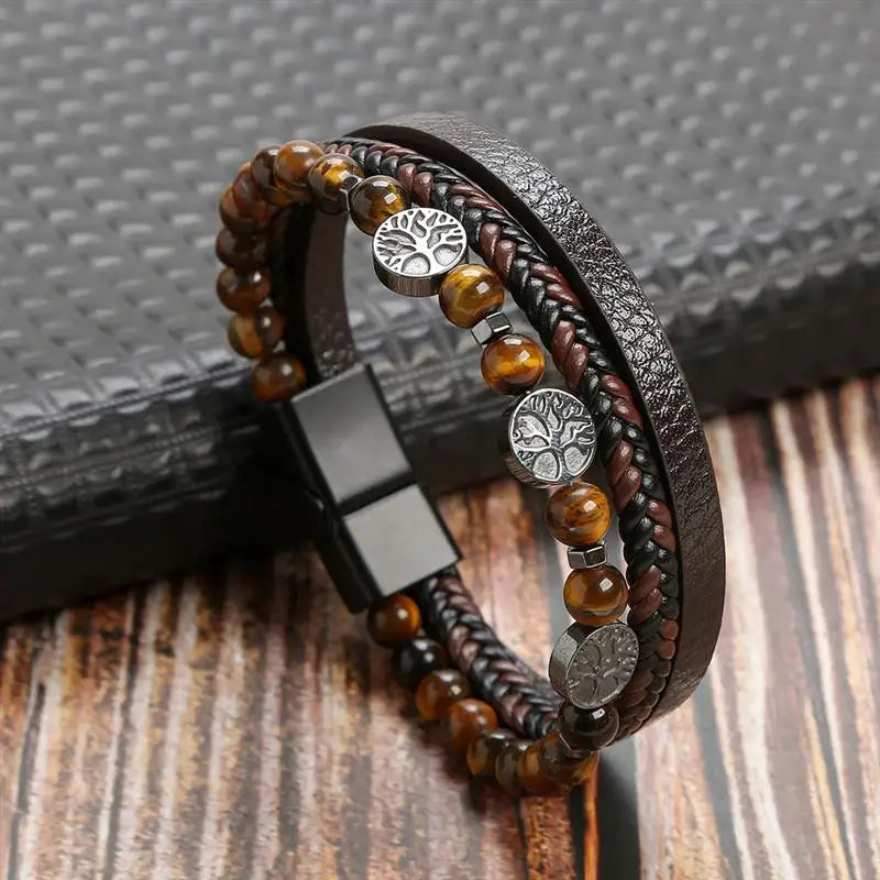 Pulseira de couro de alta qualidade masculina clássica da moda