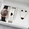 Relógio de pulso analógico feminino com pulseira de couro