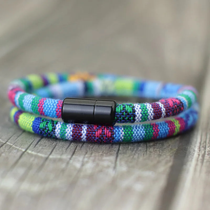 Pulseira de corda boêmia masculina