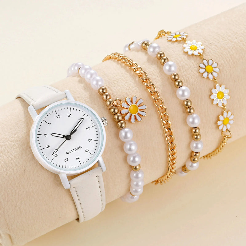 Conjunto de 5 peças de pulseiras e relógios