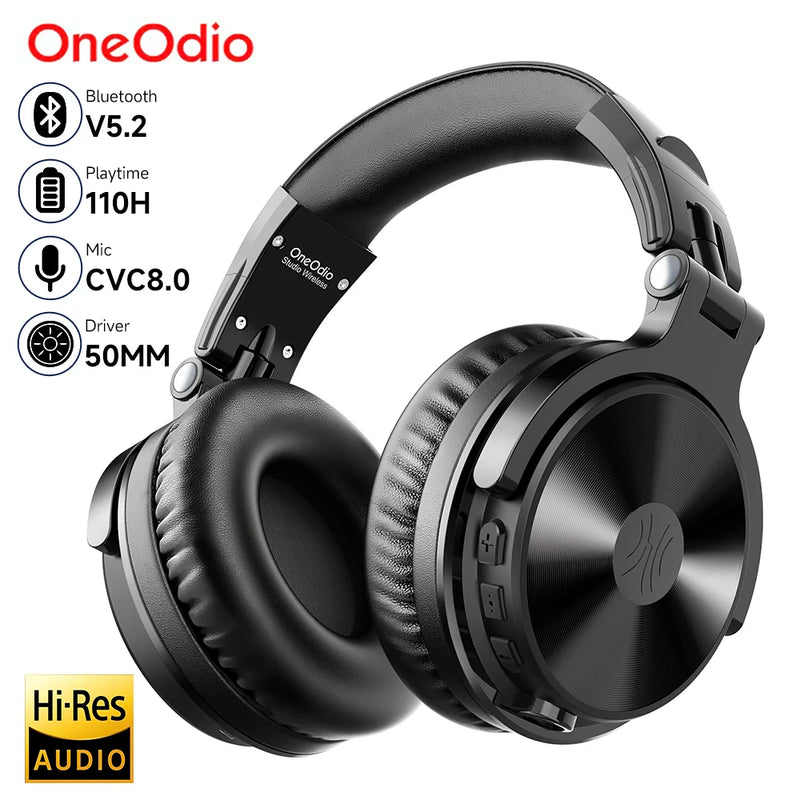 Fones de ouvido sem fio Bluetooth Oneodio Pro-C com microfone, 110 horas de alta resolução