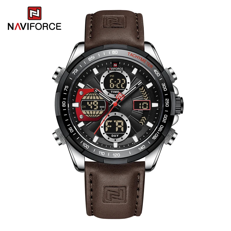 RELÓGIO MASCULINO NAVI FORCE DIGITAL COM PULSEIRA EM COURO