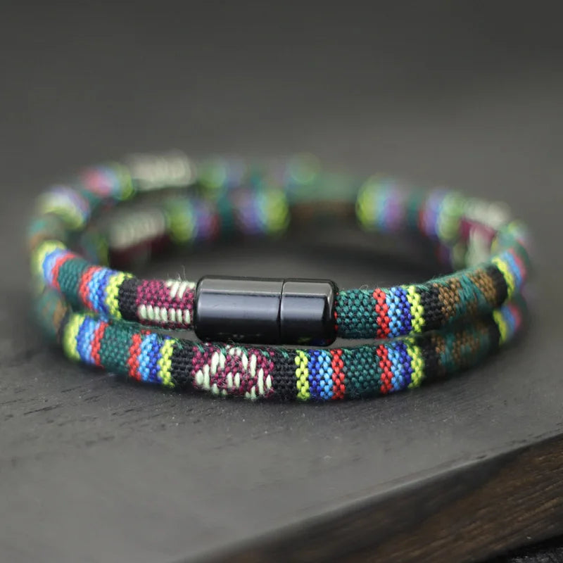 Pulseira de corda boêmia masculina
