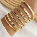 Conjunto de 7 pulseiras punk douradas para mulheres
