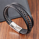 Pulseiras masculinas de couro preto