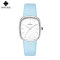 Relógio feminino pulseira em couro minimalista elegante