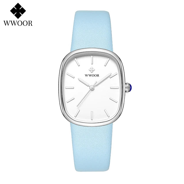 Relógio feminino pulseira em couro minimalista elegante