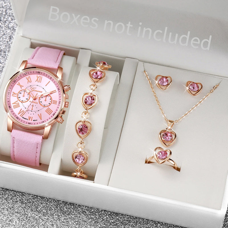 Relógio de pulso analógico feminino com pulseira de couro