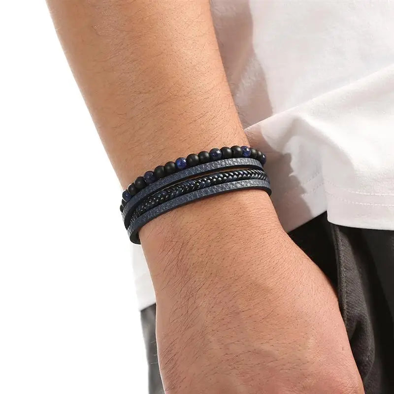 Pulseira de couro de alta qualidade masculina clássica da moda