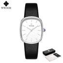 Relógio feminino pulseira em couro minimalista elegante