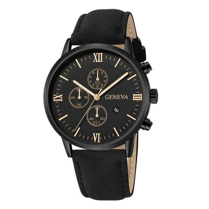 1PC Relógio Masculino Casual Pulseira de Couro
