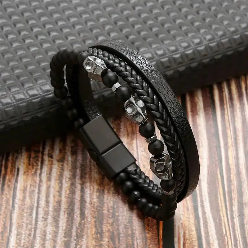 Pulseira de couro de alta qualidade masculina clássica da moda