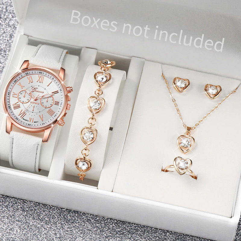 Relógio de pulso analógico feminino com pulseira de couro
