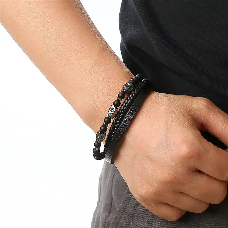 Pulseira de couro de alta qualidade masculina clássica da moda