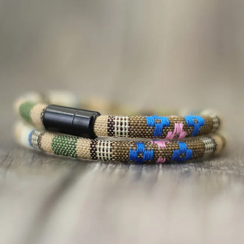 Pulseira de corda boêmia masculina