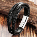 Pulseiras masculinas de couro preto