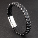Pulseiras masculinas de couro preto