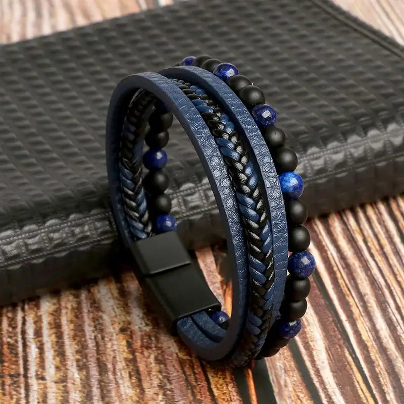 Pulseira de couro de alta qualidade masculina clássica da moda