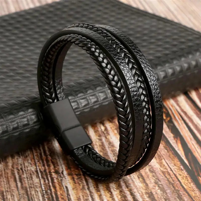 Pulseira de couro de alta qualidade masculina clássica da moda