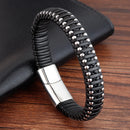 Pulseiras masculinas de couro preto